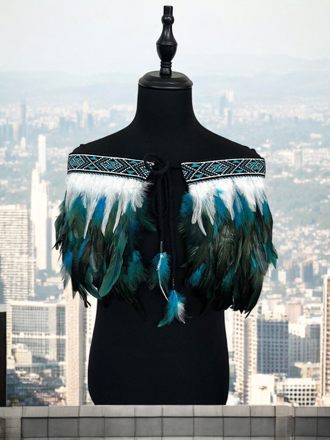 Hire Adults Korowai - Medium Quarter Akeelah Turquoise Moroki-Contemporary Korowai Designs