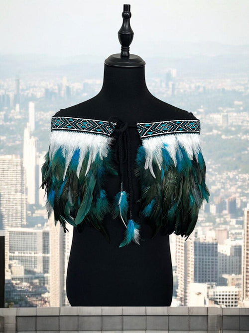 Hire Adults Korowai - Medium Quarter Akeelah Turquoise Moroki-Contemporary Korowai Designs
