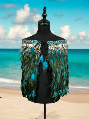 Hire Korowai Adult Medium Half - Emele Turquoise - Moroki Taniko